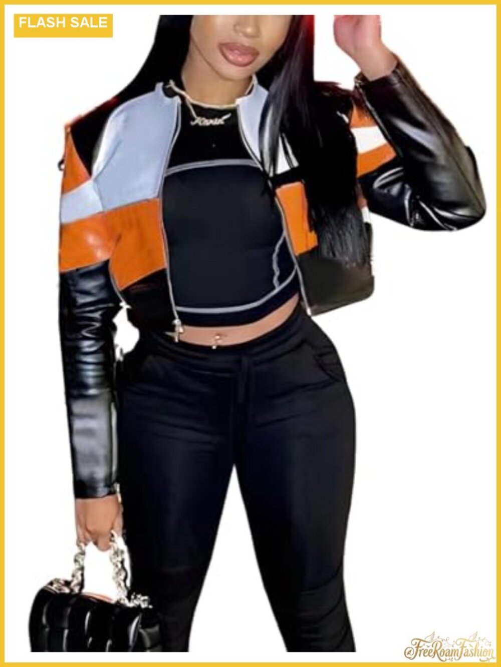 Faux Leather Bomber Moto Jacket Zip Up Long Sleeve Casual Party